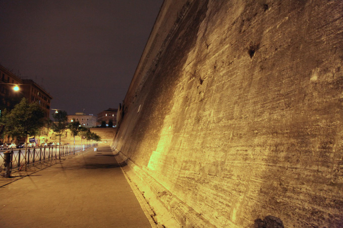 The big thick tall walls of the Vatican